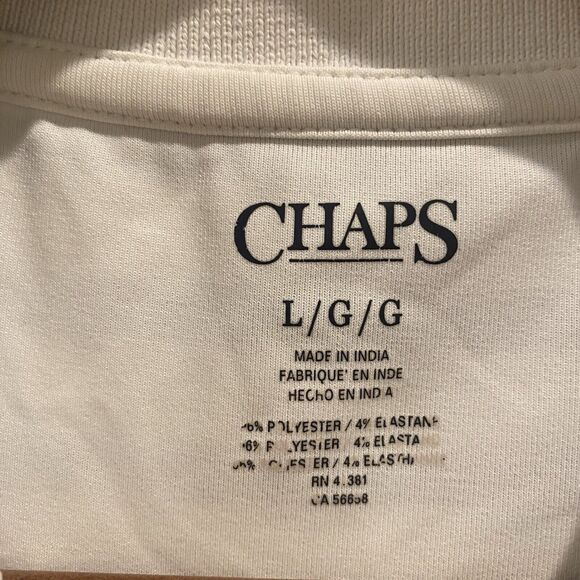 CHAPS Polo Mens Large White Striped Shirt Performance Golf Classic Preppy - Picture 2 of 11